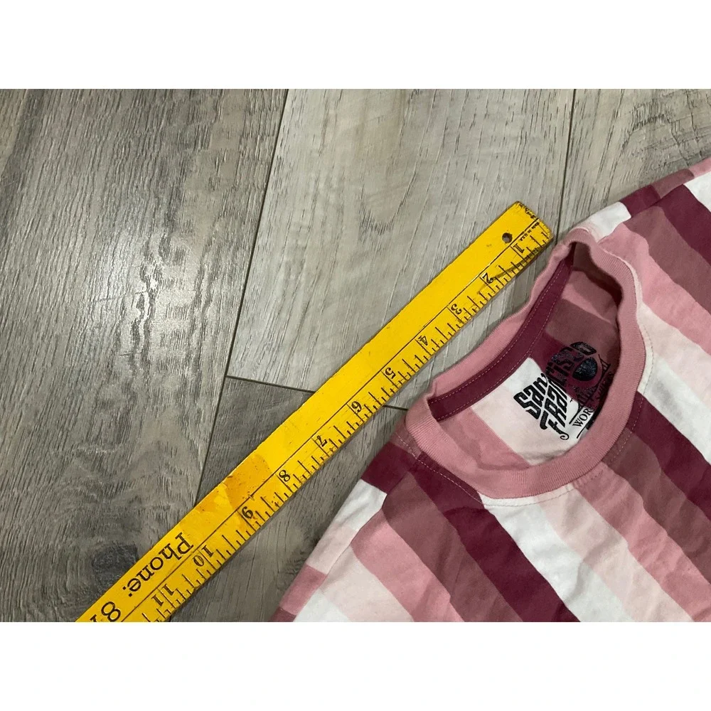San Francisco Work Shirts Brooklyn Striped‎ T-Shirt Mens Large Pink Burgundy L